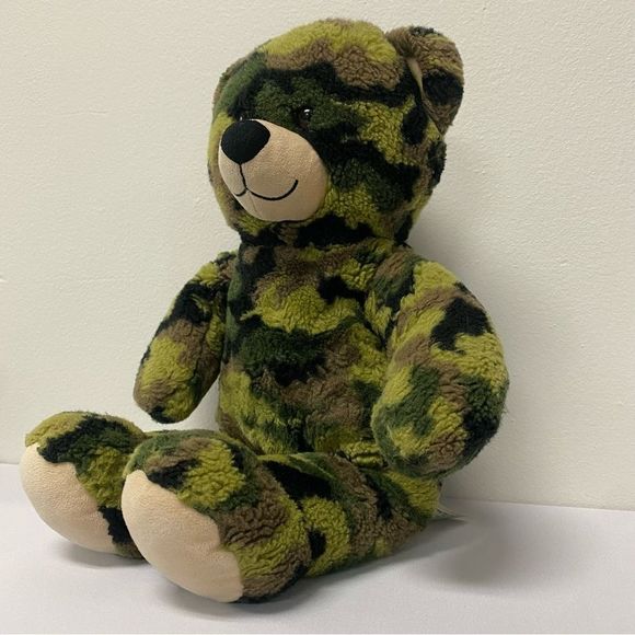 Build A Bear Camo Camouflage Green Military 17" Soft Plush Bear BABW - Picture 4 of 11